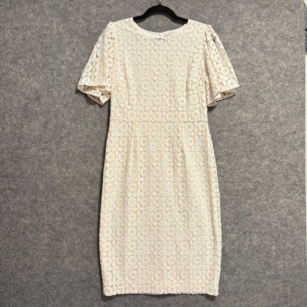 Rachel Parcell Dress Womens Medium‎ White Floral Lace Sheath Knee Length